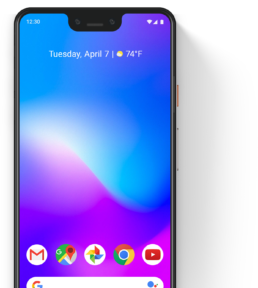 Google Pixel 3 mobile phone with pre-populated apps